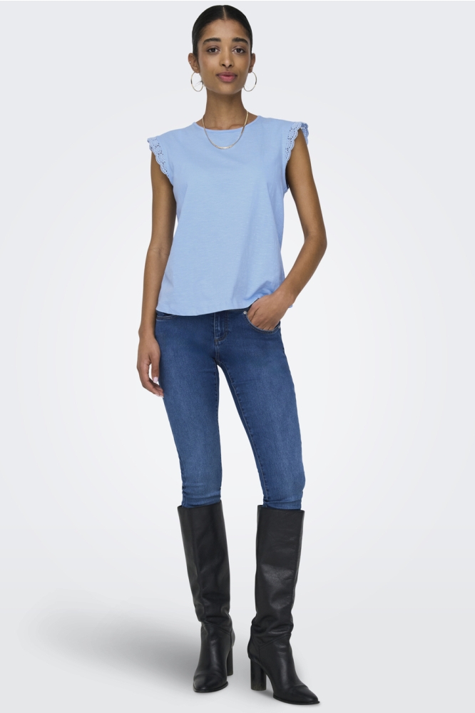 JDYSALVA LIFE S/L CROCHET TOP JRS N 15318217 FROZEN FJORD
